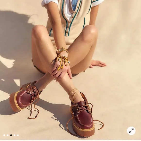 🆕 Urban Outfitters X Timberland Stone Street Platform Boat Shoes in burgundy - Picture 6 of 12